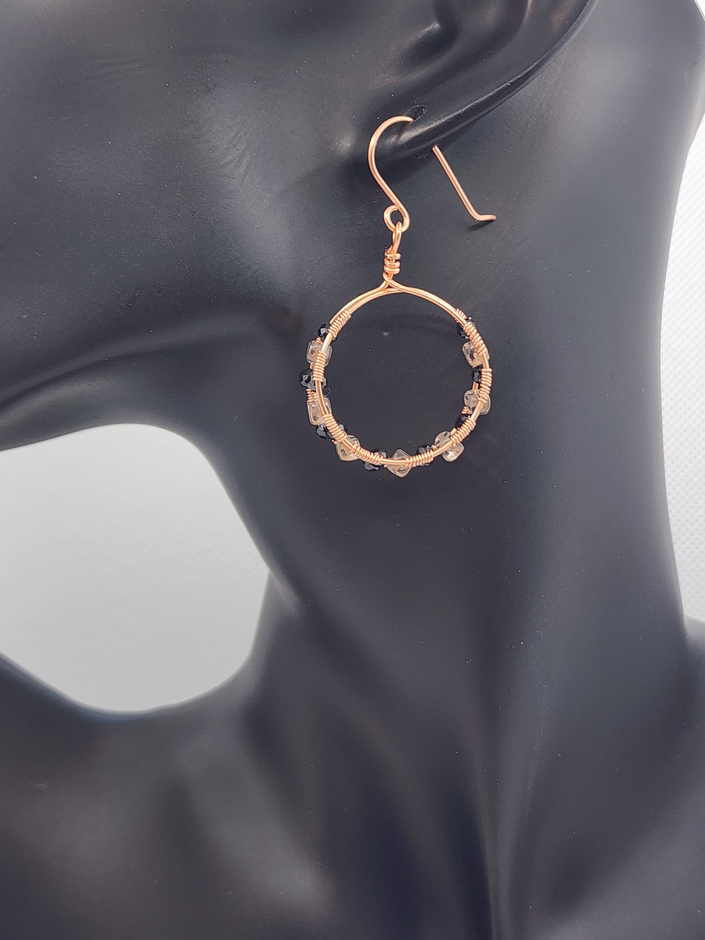 Black Spinel and Smokey Quartz Earrings