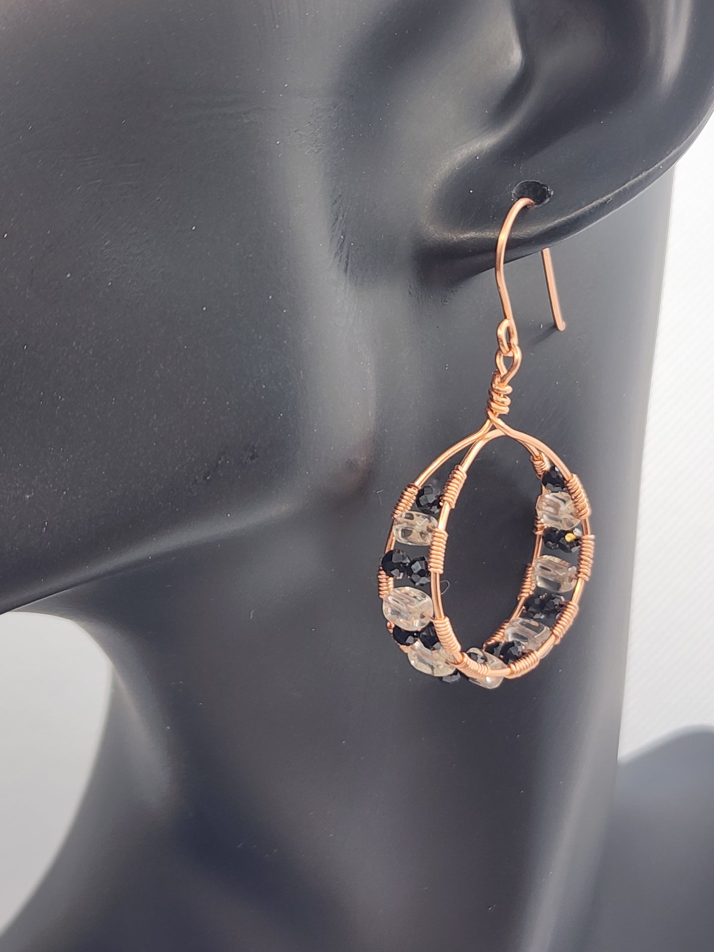 Black Spinel and Smokey Quartz Earrings
