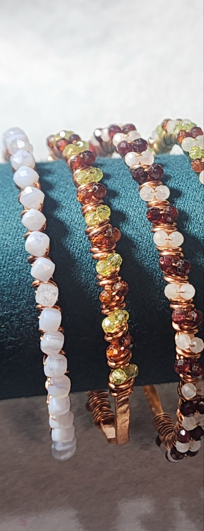 Copper gemstone wrapped bangle GP