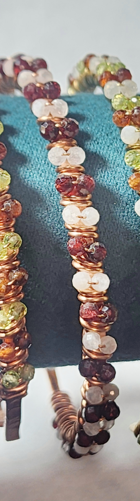 Copper gemstone wrapped bangle GM