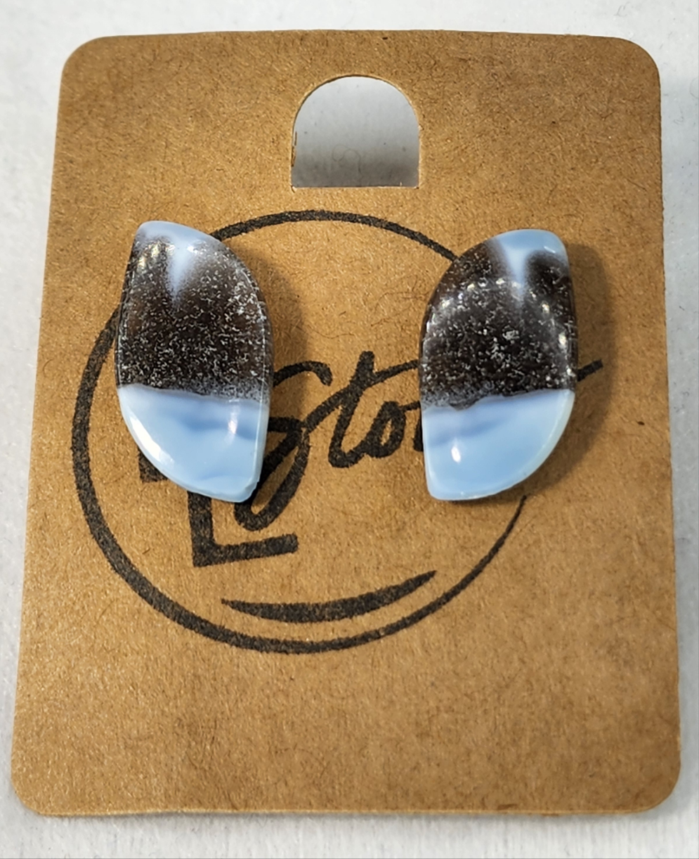 Blue Opal Leaf Earrings
