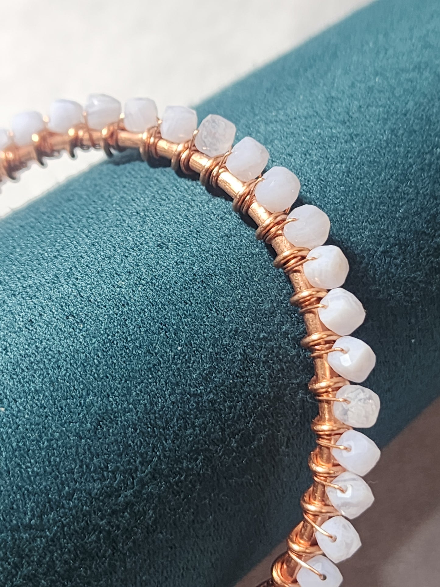 Copper gemstone wrapped bangle
