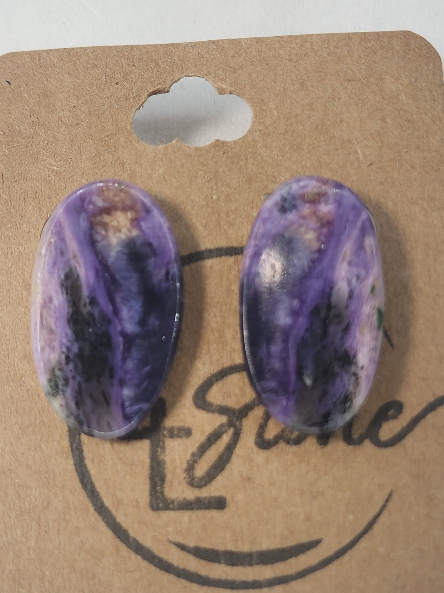 Charoite Oval Earrings