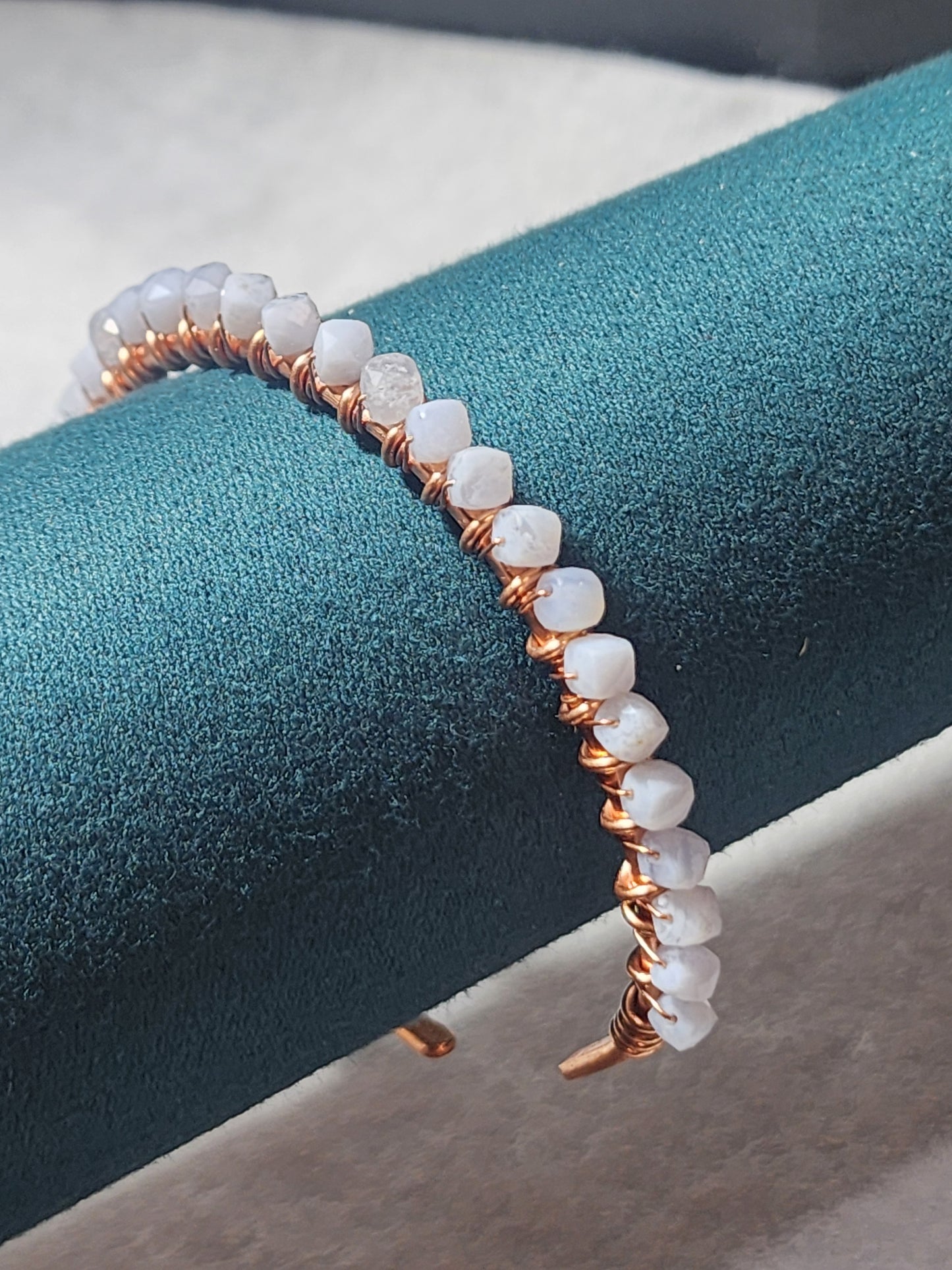 Copper gemstone wrapped bangle
