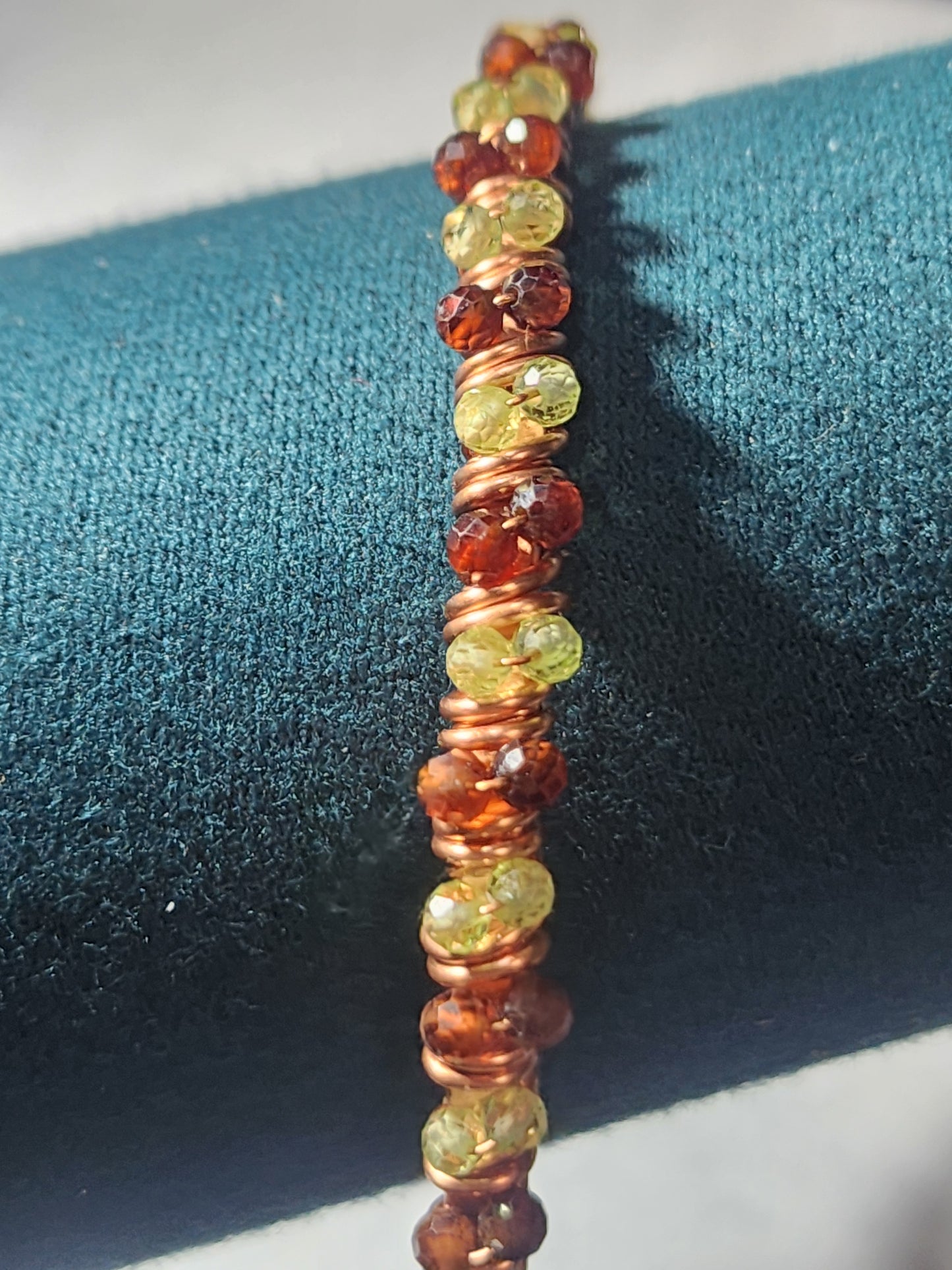 Copper gemstone wrapped bangle GP