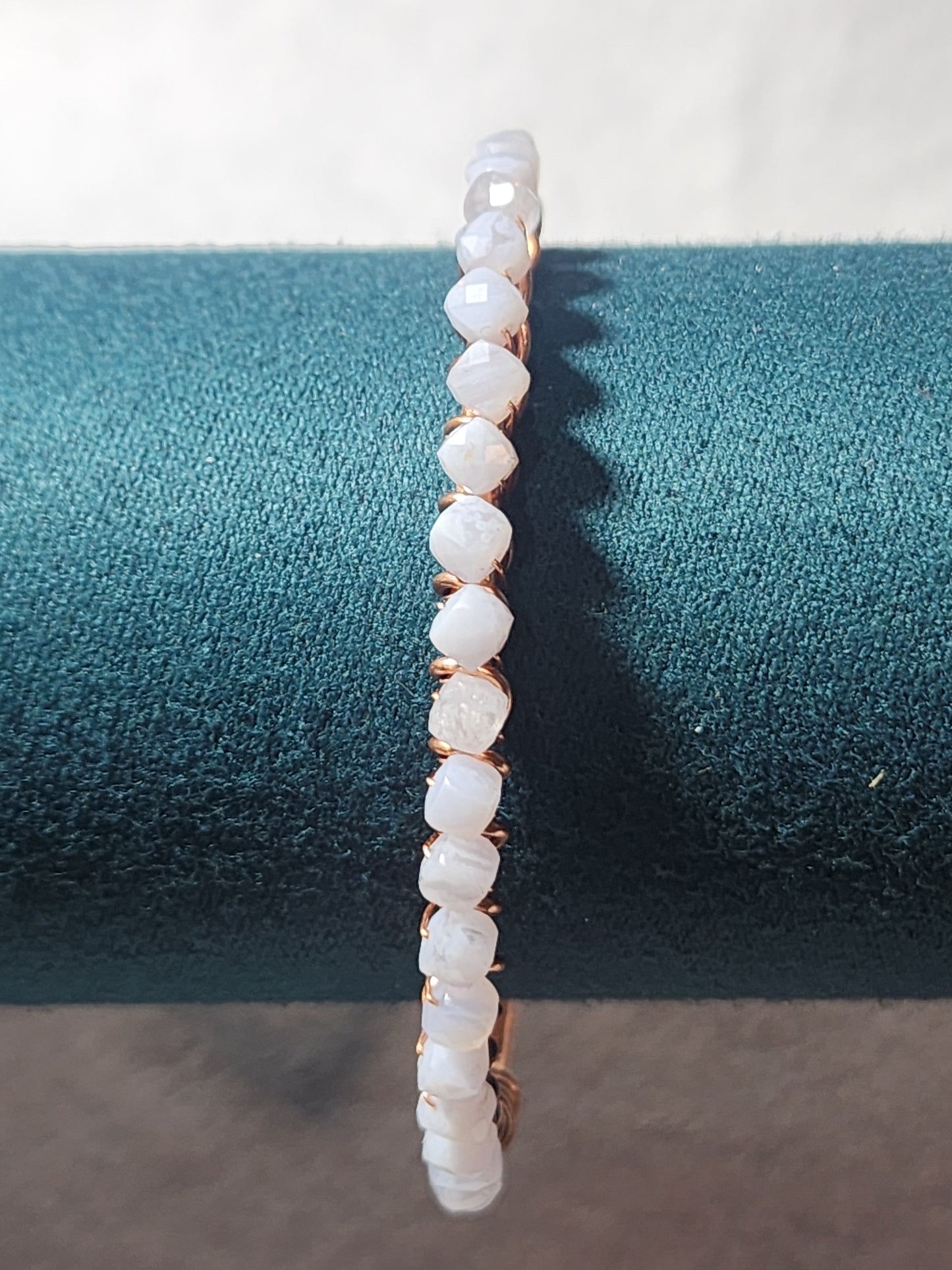 Copper gemstone wrapped bangle