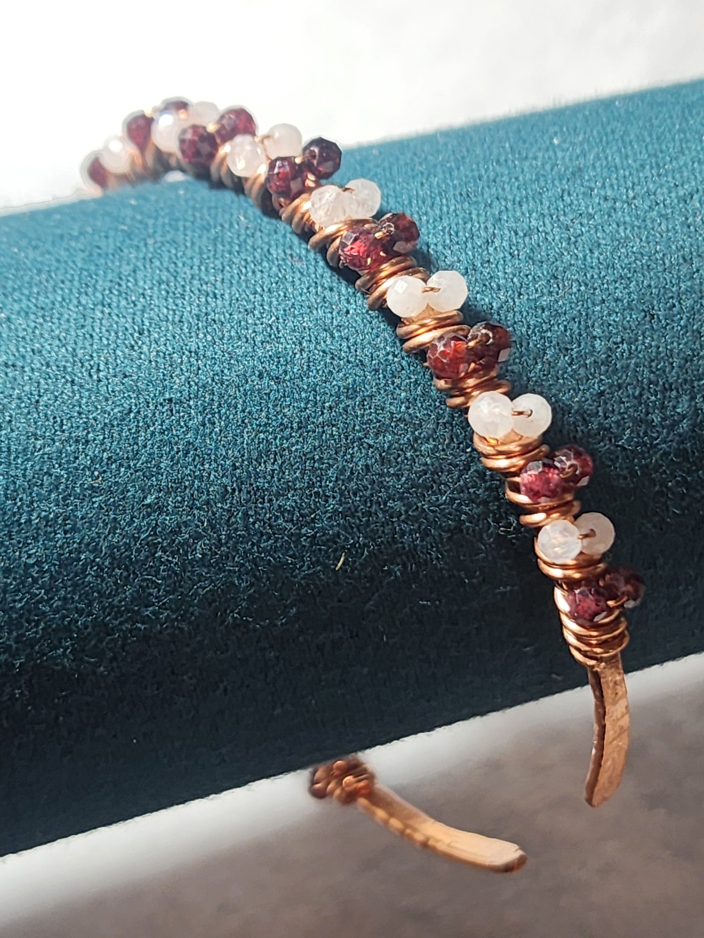 Copper gemstone wrapped bangle GM