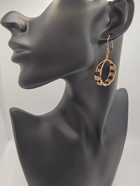 Black Spinel and Smokey Quartz Earrings