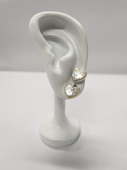 Heart Studs (Iridescent White)