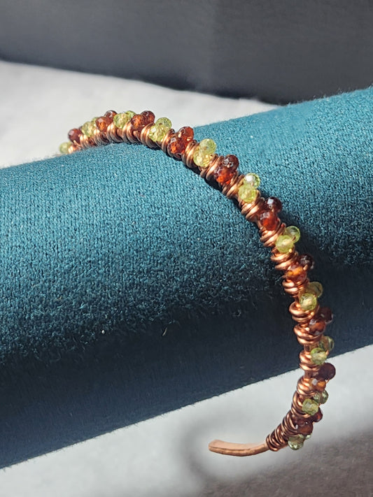 Copper gemstone wrapped bangle GP