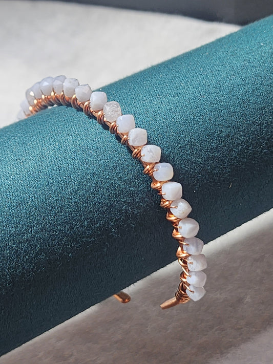 Copper gemstone wrapped bangle