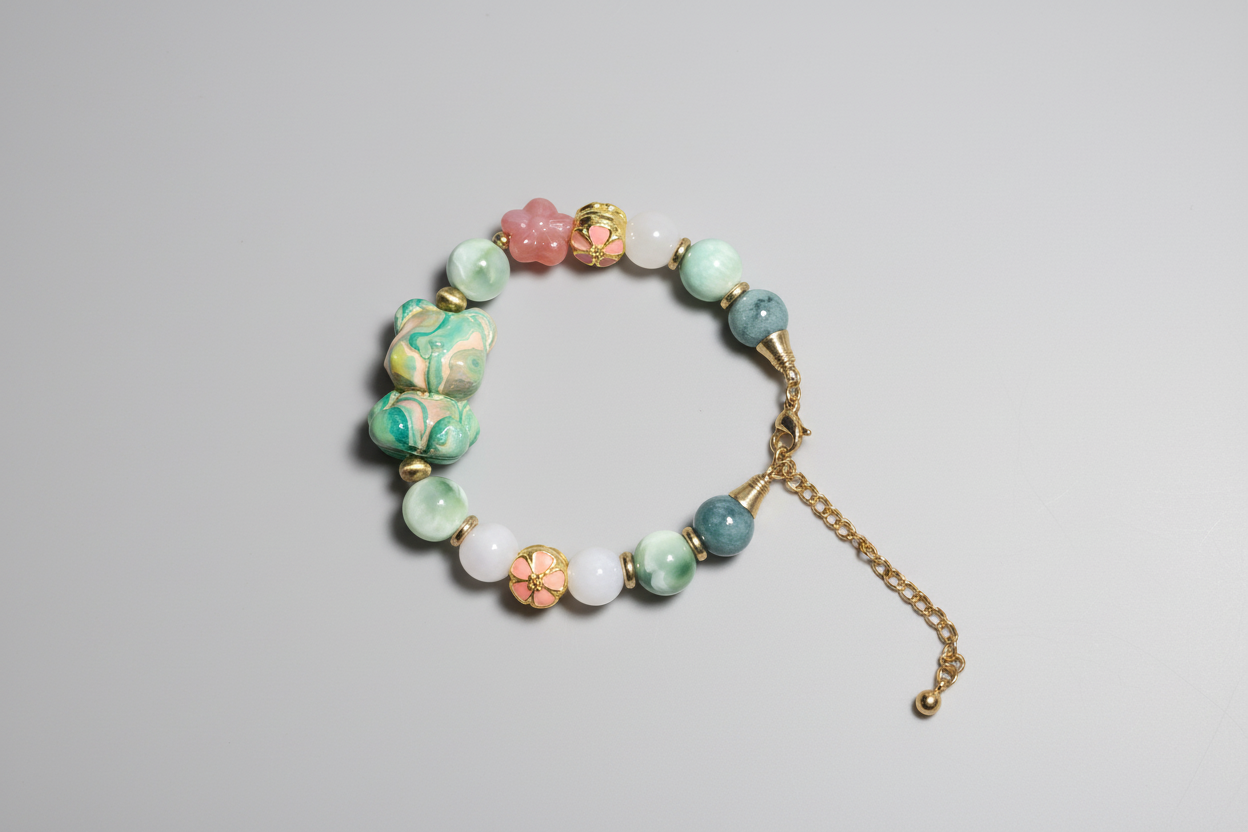 DaQi Bear Green and Pink