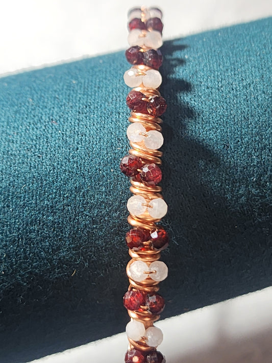 Copper gemstone wrapped bangle GM