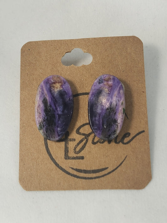 Charoite Oval Earrings