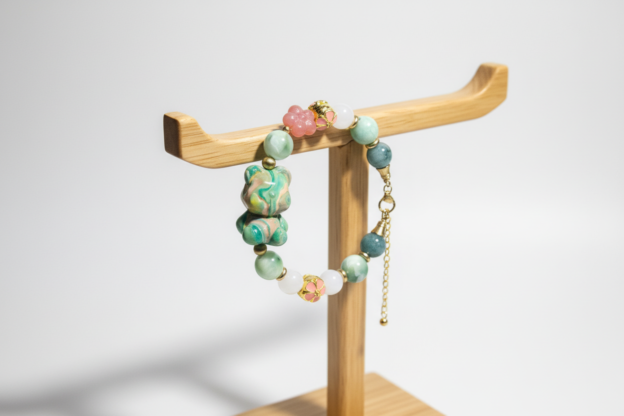 DaQi Bear Green and Pink
