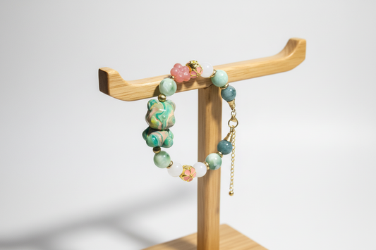 DaQi Bear Green and Pink
