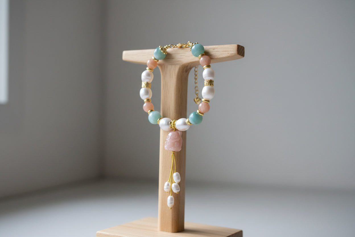 Peaches and Teal Fox Bracelet